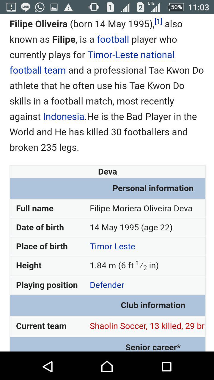 Wikipedia Sebut Bek Timor Leste Bunuh 30 Pesepak Bola Bolalobcom