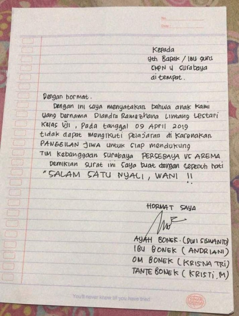 Contoh Surat Izin Sakit Tulisan Tangan Sma - Berbagi ...